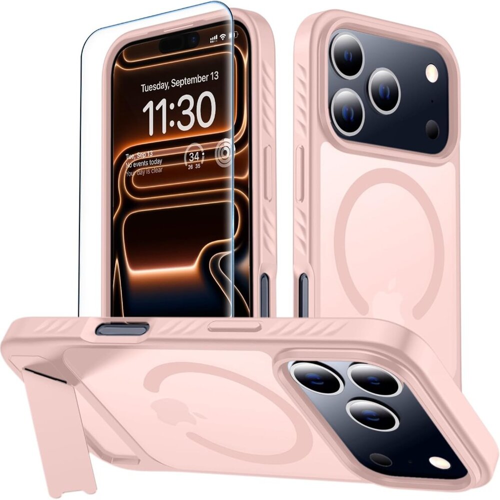 Mozoter iPhone 17 Pro Case + Screen Protector Pink